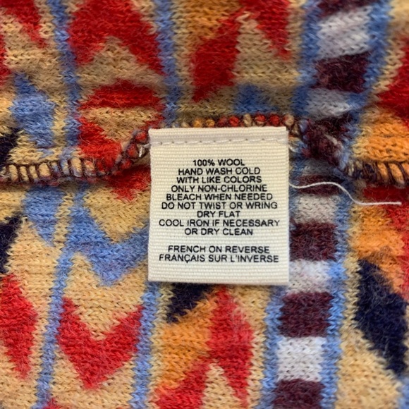 Anthropologie Moth Burgundy multicolor Hooded Wrap Poncho scarf Sweater WOOL - Picture 10 of 10